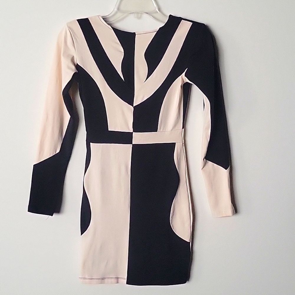 NEW Motel Rocks XS Bodycon Mini Dress ColorBlock Sexy Club Black Fitted Feminine